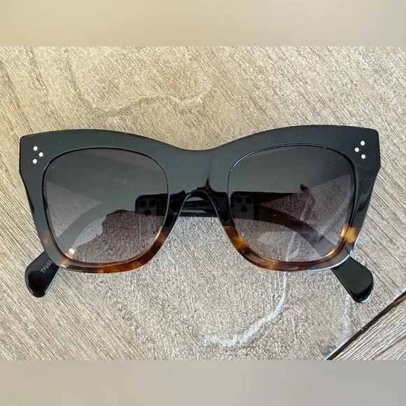 Celine Oversized Black with Tortoiseshell Trim Women’s Sunglasses - Picture 3 of 17